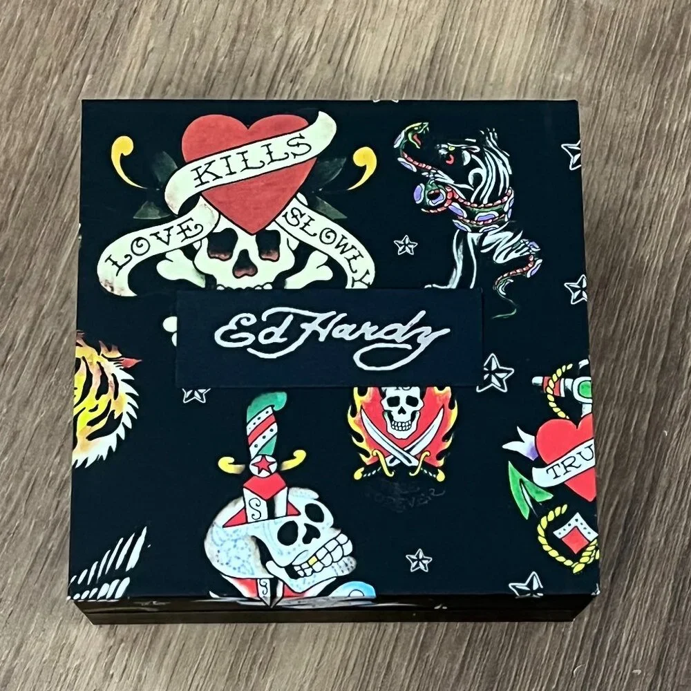 NEW Ed Hardy Skull Death or Glory Mens Stainless Steel Bracelet